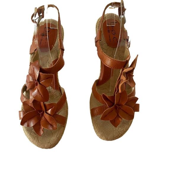 BOC Orange Flower Wedge Sandals Sz 8 - Picture 1 of 10